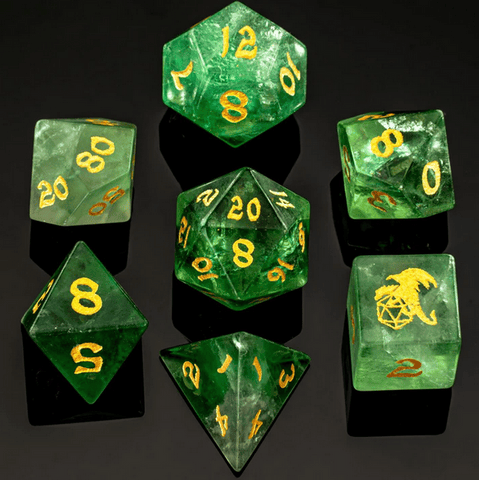 Dragons Hoard Gemstone Green Fluorite Dice Set